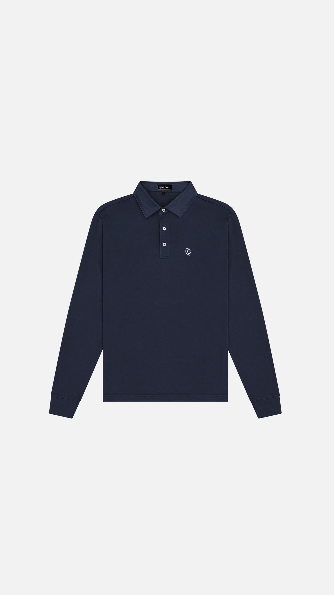 Monogram Long Sleeve Polo Navy